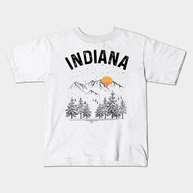 Indiana State Vintage Retro Kids T-Shirt by DanYoungOfficial